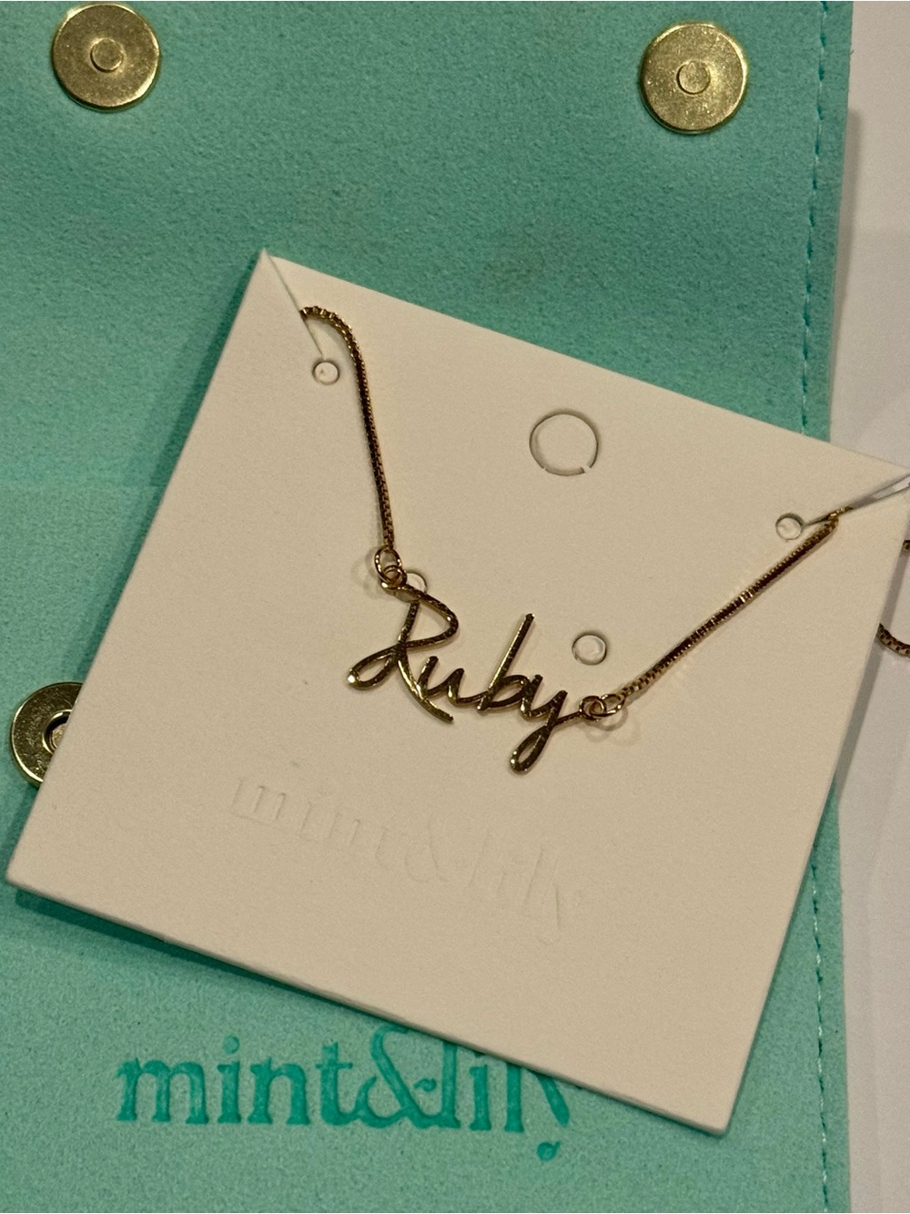 Mint & Lily Gold Fairy Name Necklace - “Ruby”
